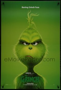2g363 GRINCH advance DS 1sh 2018 Dr. Seuss book How the Grinch Stole Christmas, resting Grinch face!