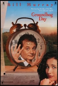 2g366 GROUNDHOG DAY 1sh 1993 Bill Murray, Andie MacDowell, directed by Harold Ramis!