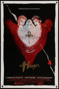 2g438 HUNGER 1sh 1983 vampire Catherine Deneuve & rocker David Bowie, nothing human loves forever!