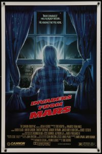 2g463 INVADERS FROM MARS 1sh 1986 Tobe Hooper, art by Mahon, he knows they're here, R-rated!