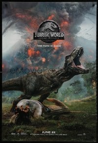 2g496 JURASSIC WORLD: FALLEN KINGDOM teaser DS 1sh 2018 Pratt and cast, the park is gone, T-Rex!