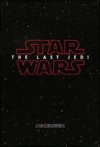 2g029 LAST JEDI teaser DS 1sh 2017 black style, Star Wars, Hamill, classic title treatment in space!