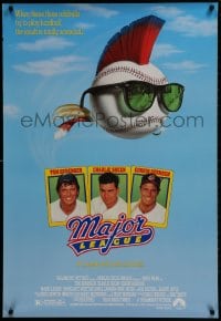 2g561 MAJOR LEAGUE 1sh 1989 Charlie Sheen, Tom Berenger, wacky art of baseball with mohawk!