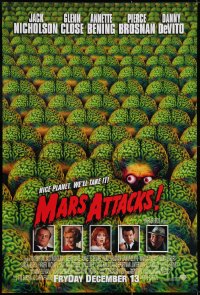 2g572 MARS ATTACKS! int'l advance 1sh 1996 directed by Tim Burton, great image of brainy aliens!