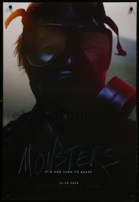 2g609 MONSTERS teaser DS 1sh 2010 Gareth Edwards, cool image of man in gas mask!