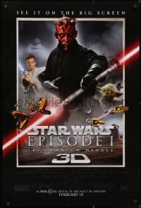 2g025 PHANTOM MENACE advance DS 1sh R2012 Star Wars Episode I in 3-D, different image of Darth Maul!