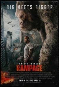 2g732 RAMPAGE advance DS 1sh 2018 Dwayne Johnson with ape, big meets bigger, based on the video game!