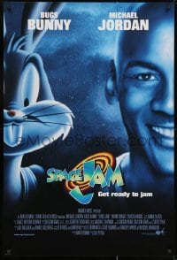 2g823 SPACE JAM int'l 1sh 1996 cool dark image of Michael Jordan & Bugs Bunny in outer space!
