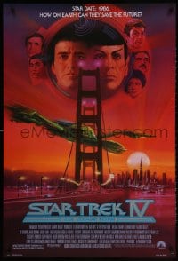 2g851 STAR TREK IV 1sh 1986 art of Leonard Nimoy, Shatner & Klingon Bird-of-Prey by Bob Peak!