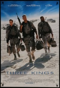 2g902 THREE KINGS advance DS 1sh 1999 George Clooney, Mark Wahlberg, & Ice Cube in the Gulf War!