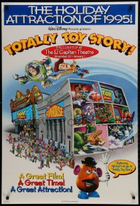 2g914 TOTALLY TOY STORY DS 1sh 1995 cool art of Woody, cast and funhouse at The El Capitan Theatre!