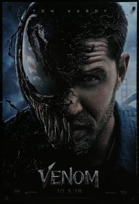 2g948 VENOM int'l French language teaser DS 1sh 2018 Marvel, great image of Tom Hardy in the title role transforming!
