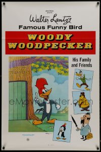 2g982 WOODY WOODPECKER 1sh 1960s Walter Lantz directed cartoon, angry bird w/slingshot!