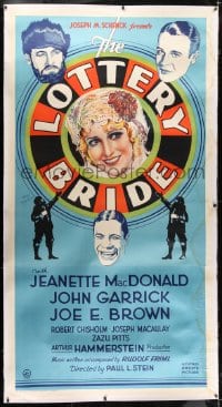 2h015 LOTTERY BRIDE linen 3sh 1930 Hap Hadley art of MacDonald, Joe E. Brown & others, ultra rare!
