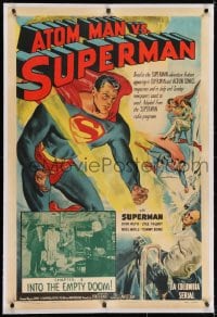 2h031 ATOM MAN VS SUPERMAN linen chapter 8 1sh 1950 Kirk Alyn in costume in BOTH art & inset photo!