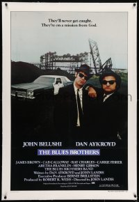 2h049 BLUES BROTHERS linen int'l 1sh 1980 John Belushi & Dan Aykroyd are on a mission from God!