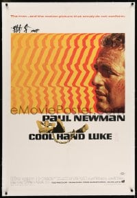 2h070 COOL HAND LUKE linen 1sh 1967 Paul Newman prison escape classic, cool art by James Bama!