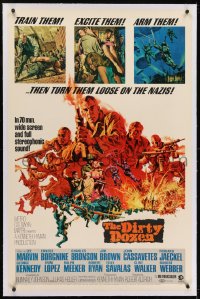 2h092 DIRTY DOZEN linen 70mm widescreen 1sh 1967 Bronson, Brown, Marvin, cool Frank McCarthy art!