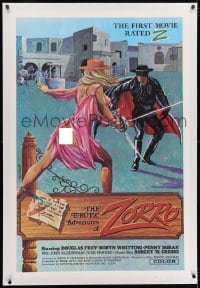 2h106 EROTIC ADVENTURES OF ZORRO linen 1sh 1972 artwork of sexy rated Z masked hero by Kileri!