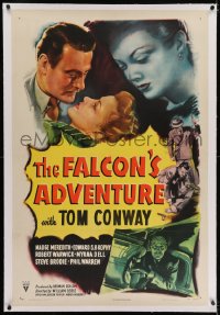 2h112 FALCON'S ADVENTURE linen 1sh 1946 detective Tom Conway is trapped by a blonde beauty!