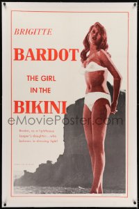 2h119 GIRL IN THE BIKINI linen 1sh 1958 sexy full-length Brigitte Bardot in skimpy swimsuit!