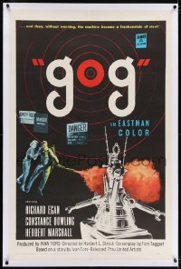 2h123 GOG linen 1sh 1954 wacky Frankenstein of steel robot destroys its makers without warning!