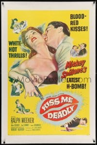 2h165 KISS ME DEADLY linen 1sh 1955 Mickey Spillane, Robert Aldrich, Ralph Meeker as Mike Hammer