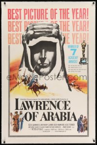 2h172 LAWRENCE OF ARABIA linen style D 1sh 1963 David Lean classic, silhouette art of Peter O'Toole!