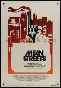 2h193 MEAN STREETS linen 1sh 1973 Robert De Niro, Martin Scorsese, cool artwork of hand holding gun!