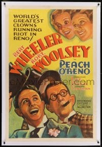 2h220 PEACH O'RENO linen 1sh 1931 world's greatest clowns Wheeler & Woolsey running riot in Reno!