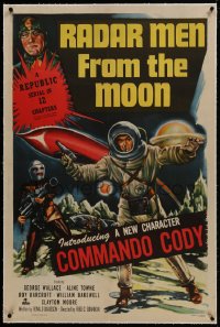 2h239 RADAR MEN FROM THE MOON linen 1sh 1952 great sci-fi art, 1st Commando Cody Republic serial!