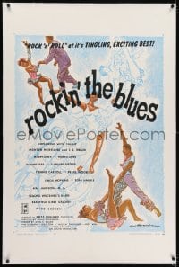 2h249 ROCKIN' THE BLUES linen 1sh 1956 Hal Jackson, Mantan Moreland, Connie Caroll, rock 'n' roll!