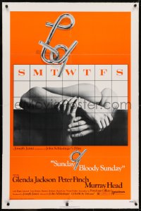 2h279 SUNDAY BLOODY SUNDAY linen 1sh 1971 directed by John Schlesinger, Glenda Jackson, Peter Finch!