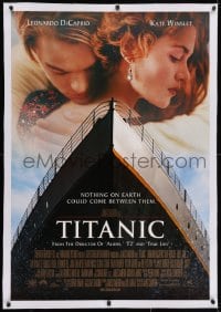 2h303 TITANIC linen style A revised int'l 1sh 1997 Leonardo DiCaprio, Kate Winslet, James Cameron!