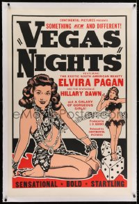 2h313 VEGAS NIGHTS linen 1sh 1948 art of sexy exotic South American beauty Elvira Pagan, burlesque!