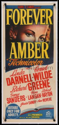 2j334 FOREVER AMBER linen Aust daybill 1948 art of sexy Linda Darnell, directed by Otto Preminger!