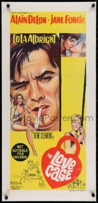2j338 JOY HOUSE linen Aust daybill 1964 Rene Clement, art of Jane Fonda & Alain Delon, Love Cage!