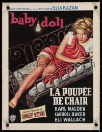 2j254 BABY DOLL linen Belgian 1957 Elia Kazan, classic image of sexy troubled teen Carroll Baker!