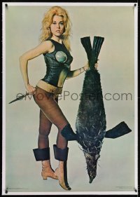 2j139 BARBARELLA linen 30x43 commercial poster 1968 Fonda & pengfish, recalled for legal problems!