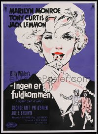 2j245 SOME LIKE IT HOT linen Danish R1960s different art of sexy Marilyn Monroe w/pearls in mouth!