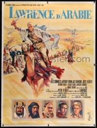 2j026 LAWRENCE OF ARABIA linen French 1p 1963 David Lean epic, art of Peter O'Toole on camel, rare!