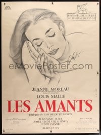 2j029 LOVERS linen French 1p 1959 Louis Malle's Les Amants, Allard art of pretty Jeanne Moreau!