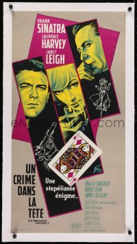 2j325 MANCHURIAN CANDIDATE linen French 16x30 1962 Grinsson art of Frank Sinatra, Harvey & Leigh!