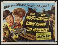 2j084 COMIN' ROUND THE MOUNTAIN linen style B 1/2sh 1951 Bud Abbott & Lou Costello, Dorothy Shay!