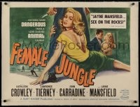 2j087 FEMALE JUNGLE linen 1/2sh 1956 there's nothing more dangerous than a sexy love starved animal!