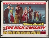 2j091 HIGH & THE MIGHTY linen 1/2sh 1954 John Wayne, Claire Trevor, directed by William Wellman!