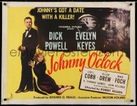 2j098 JOHNNY O'CLOCK linen 1/2sh 1947 Dick Powell's got a date with a killer, Evelyn Keyes, rare!
