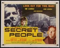 2j118 SECRET PEOPLE linen 1/2sh 1952 introducing Audrey Hepburn, who is prominently pictured, rare!