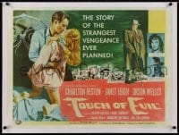 2j123 TOUCH OF EVIL linen 1/2sh 1958 Bob Tollen art of Orson Welles, Charlton Heston & Janet Leigh!