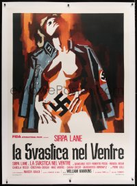 2j014 NAZI LOVE CAMP linen Italian 1p 1977 completely different artwork of naked girl & swastika!